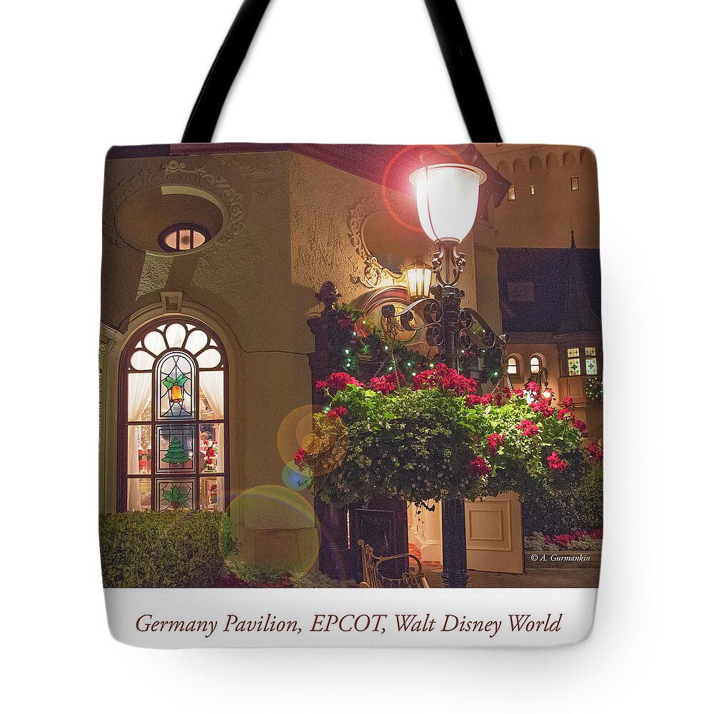 Germany Tote Bag featuring the photograph Germany Pavilion at Night, EPCOT by A Macarthur Gurmankin