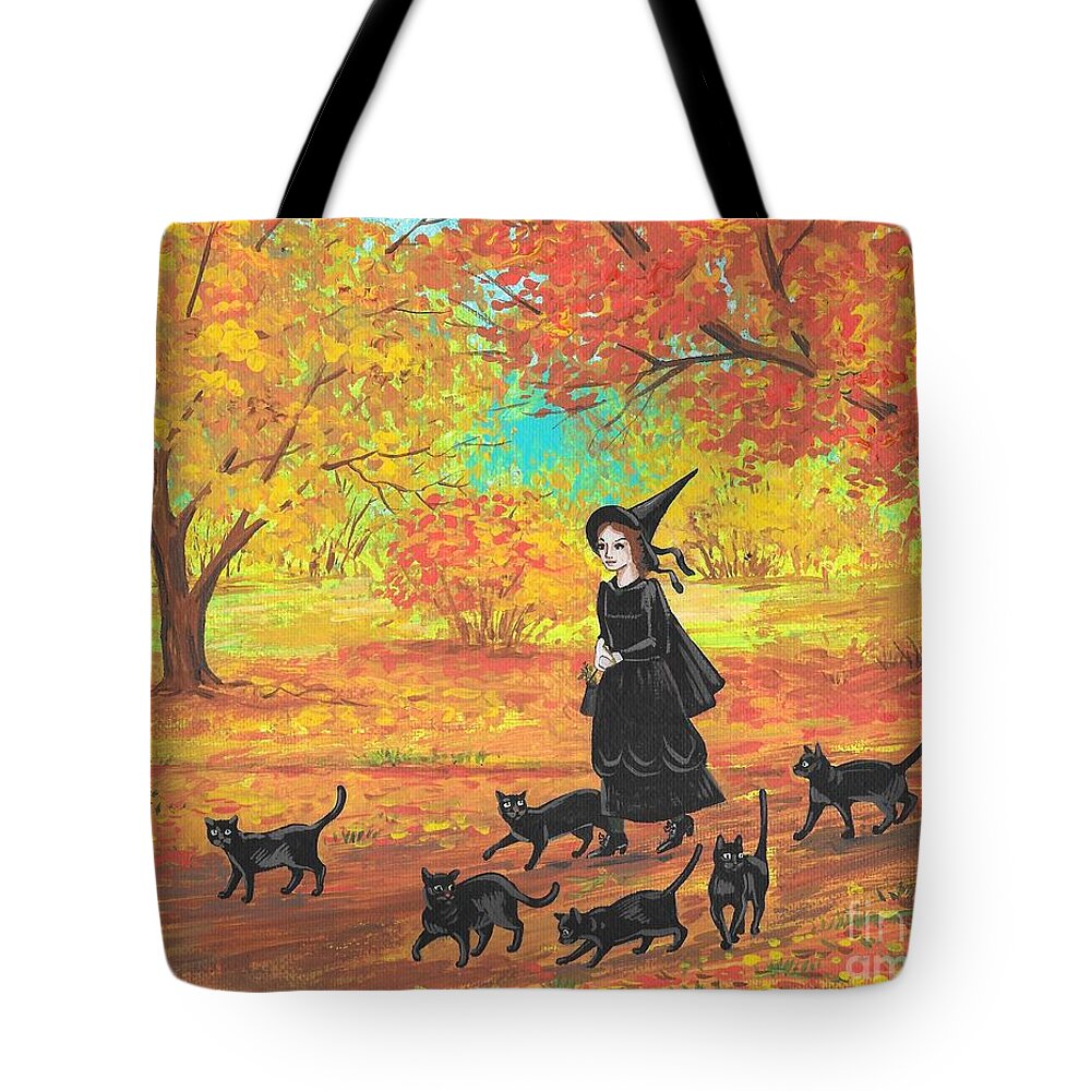 Print Tote Bag featuring the painting Gertrude and Her Six Companions by Margaryta Yermolayeva