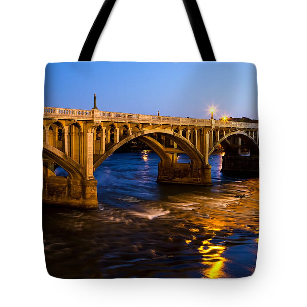 Gervais Street Bridge Tote Bag featuring the photograph Gervais Street Bridge at Twilight by Charles Hite