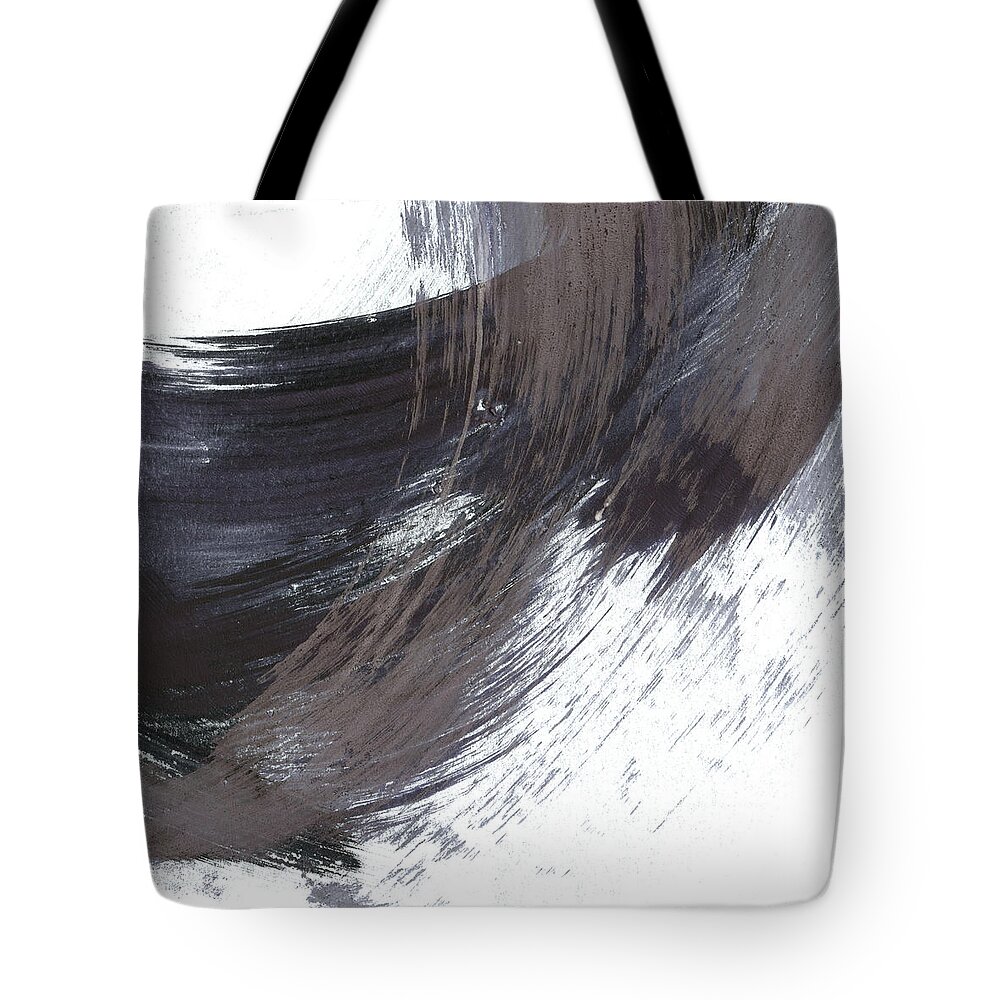 Abstract Tote Bag featuring the painting Navy Gestural Strokes 2 Square by Janine Aykens