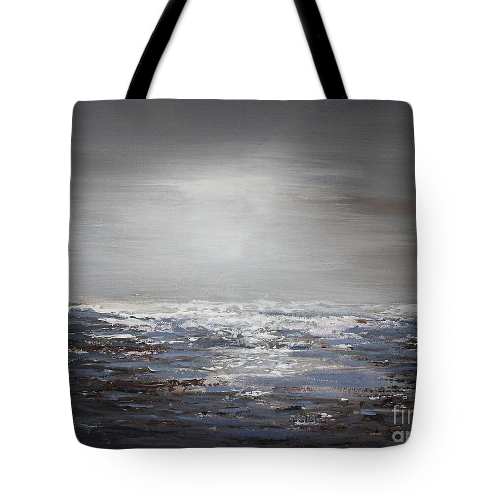 Black And Gray Artwork Tote Bag featuring the painting Getting dark by Preethi Mathialagan