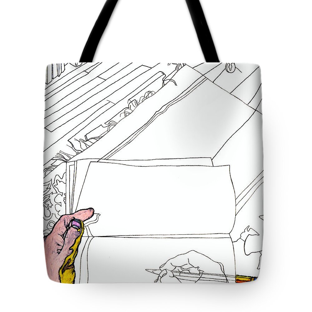 Hands Tote Bag featuring the digital art Getting Ready to Sketch Sketch by Stan Magnan
