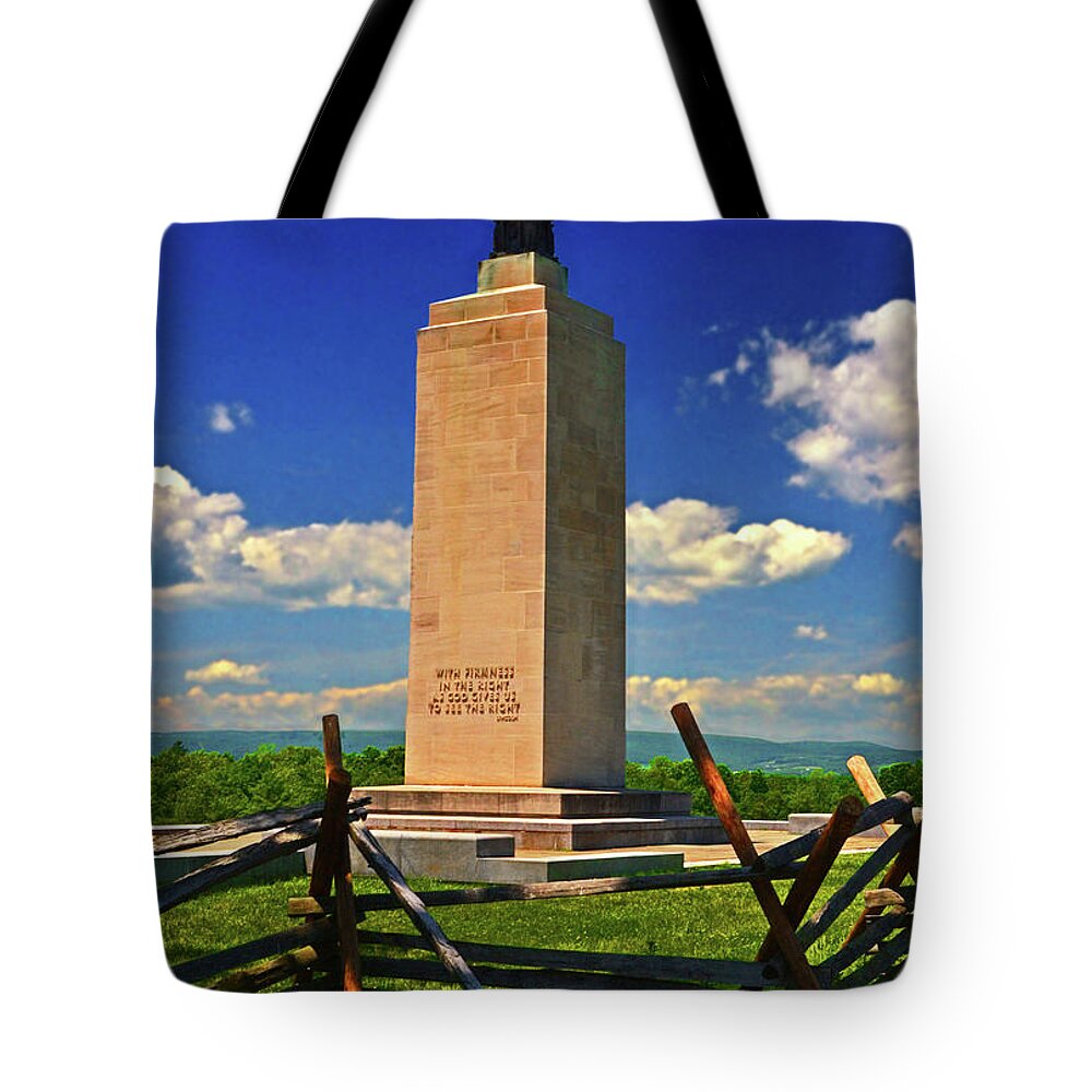 Gettysburg Tote Bag featuring the photograph Gettysburg - Eternal Light Peace Memorial 001 by George Bostian
