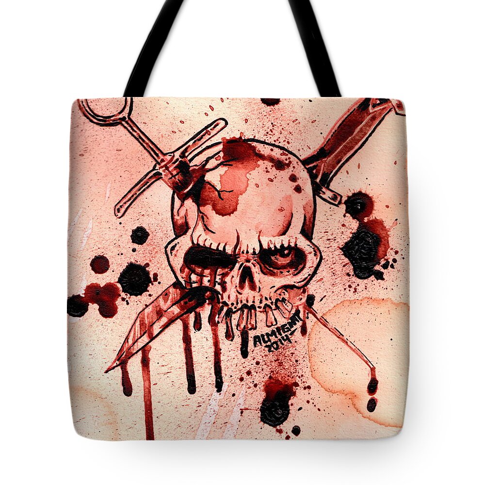  Tote Bag featuring the painting GG Allin / Murder Junkies Logo by Ryan Almighty