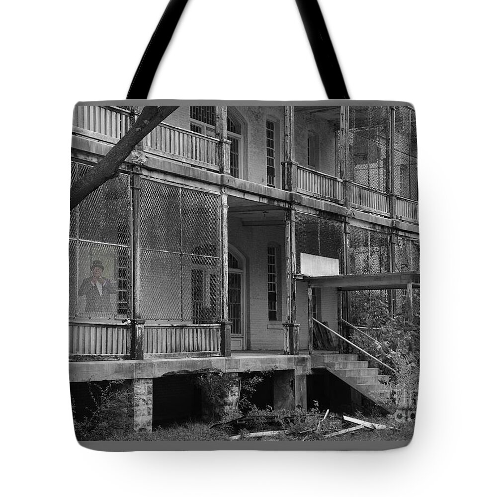 Traverse City State Hospital Tote Bag featuring the photograph Ghost at the Asylum by Randy J Heath