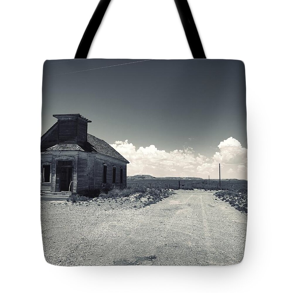 Black And White Tote Bag featuring the photograph Ghost Church by Brad Hodges
