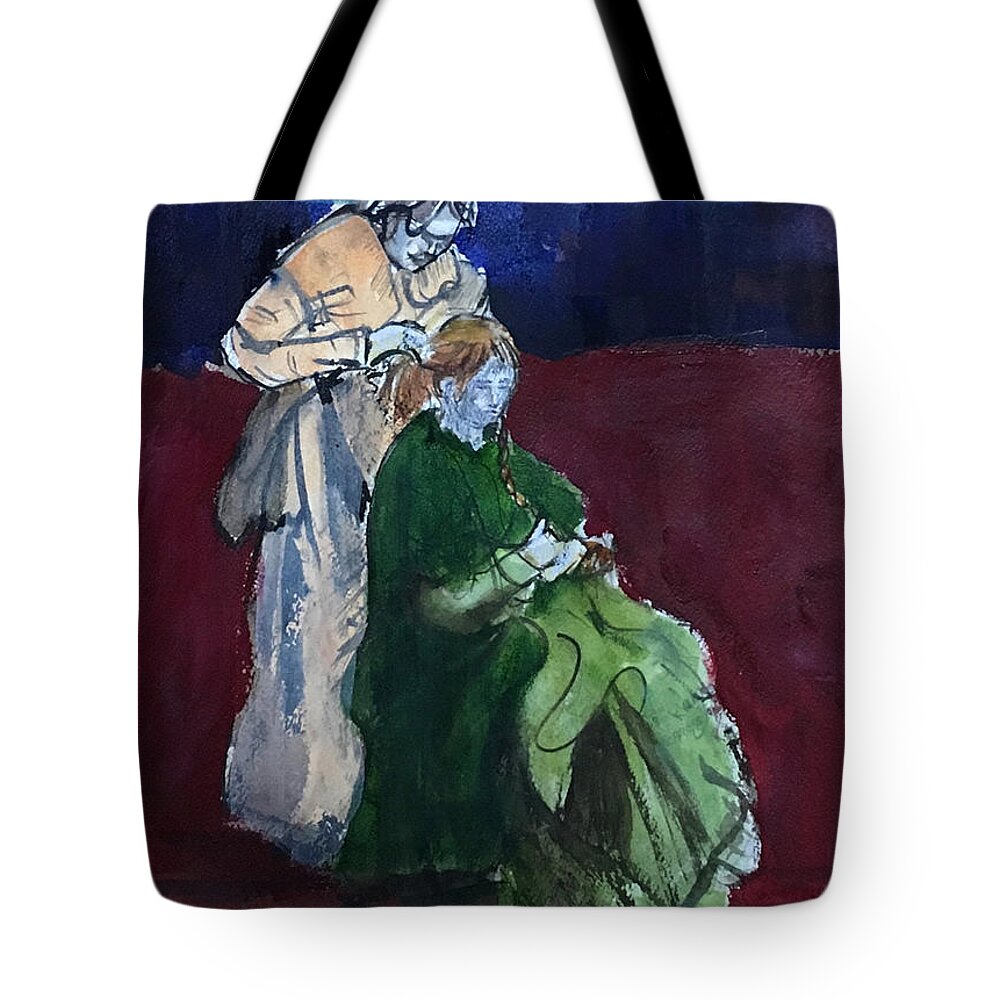 Figurative Tote Bag featuring the painting Ghost of my Mother by Carole Johnson