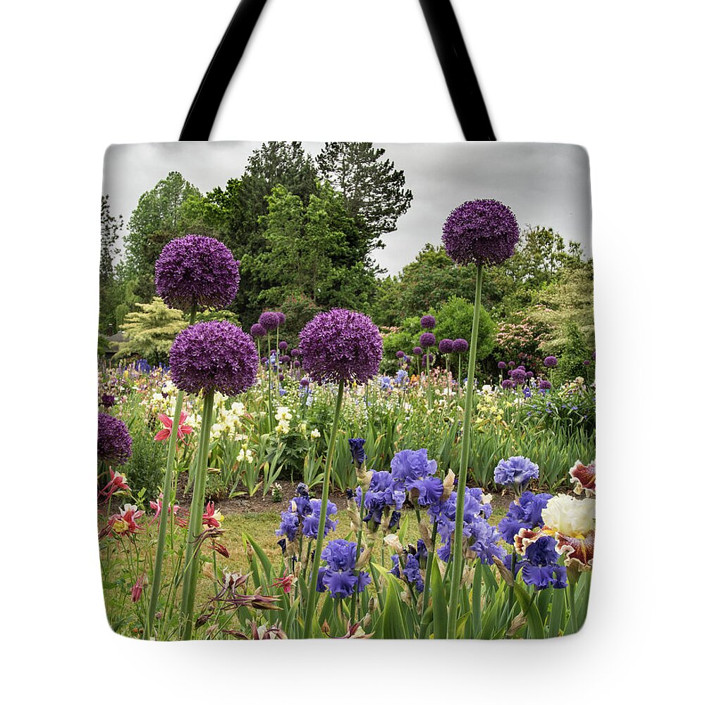 Jean Noren Tote Bag featuring the photograph Giant Allium Guards by Jean Noren