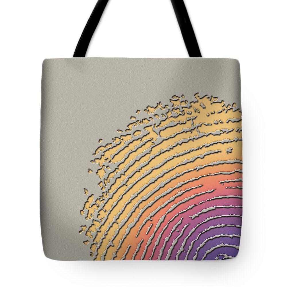 Inconsequential Beauty By Serge Averbukh Tote Bag featuring the photograph Giant Iridescent Fingerprint on Beige by Serge Averbukh