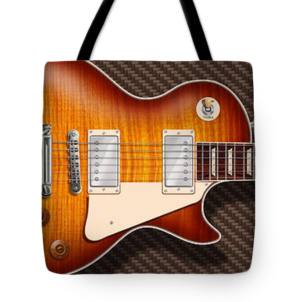 Gibson Les Paul Tote Bag featuring the digital art Gibson Les Paul by WB Johnston