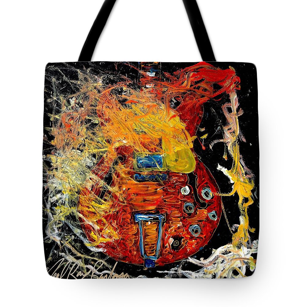 Gibson Guitar Tote Bag featuring the painting Gibson by Neal Barbosa