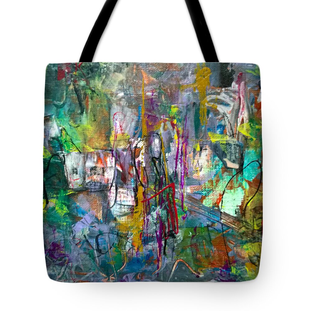 Abstract Expressionism Oil Acrylic Original Art Dream Landscape Robert Anderson Emerging Wilmington North Carolina Tote Bag featuring the painting Gift from/to Oma by Robert Anderson