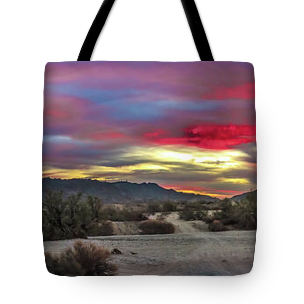 Sunrise Tote Bag featuring the photograph Gila Mountains And Sonoran Desert Sunrise by Robert Bales