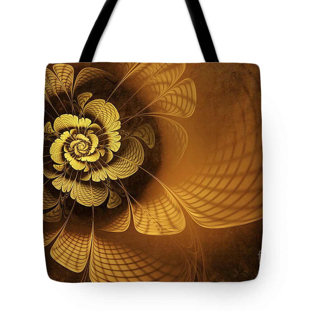 Flower Tote Bag featuring the digital art Gilded Flower by John Edwards