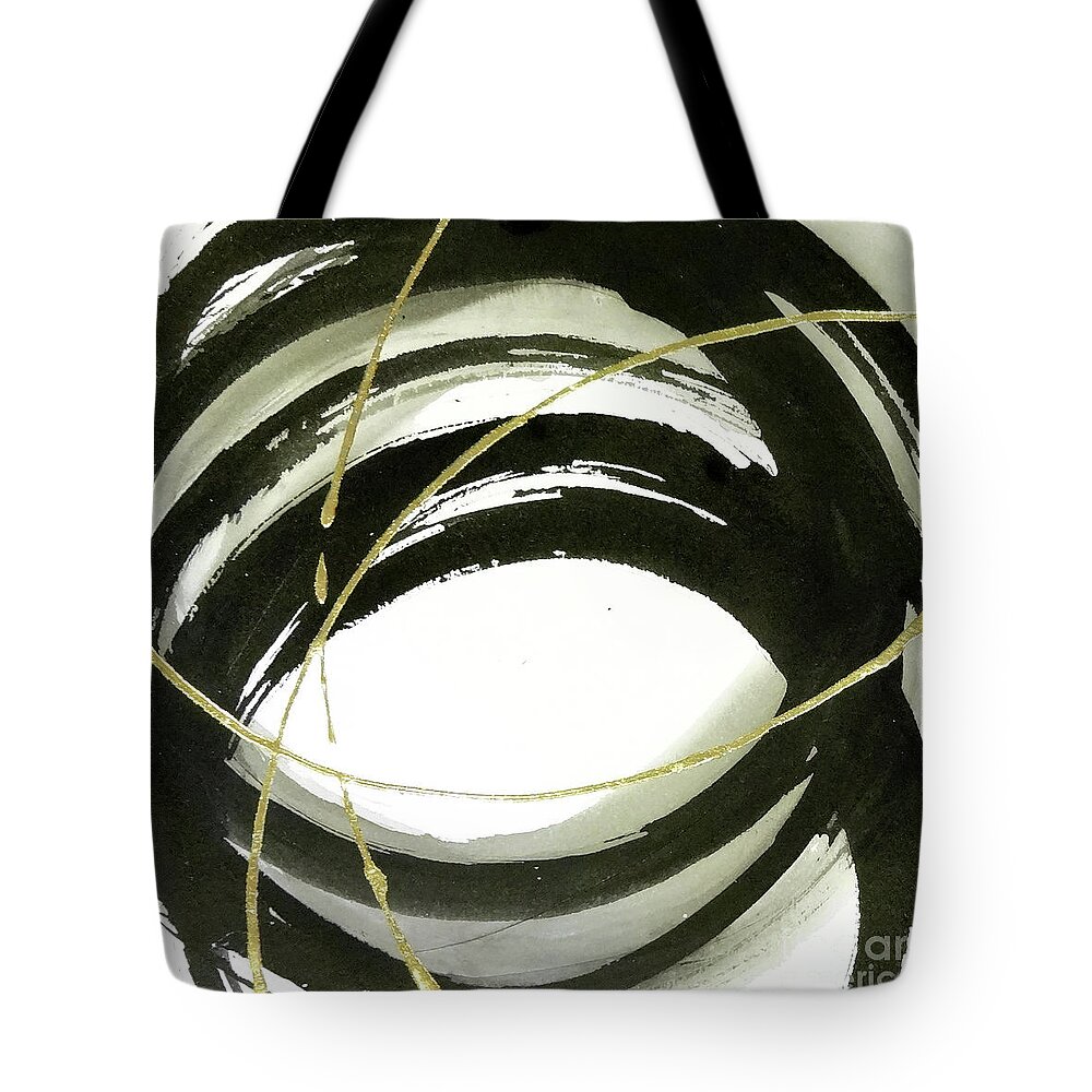 Original Watercolors Tote Bag featuring the painting Gilded Threads 1 by Chris Paschke