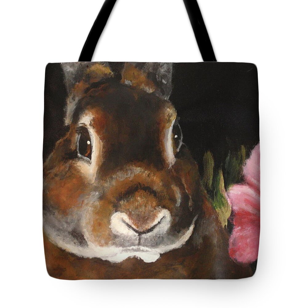 Rabbit Tote Bag featuring the painting Ginger by Carol Russell