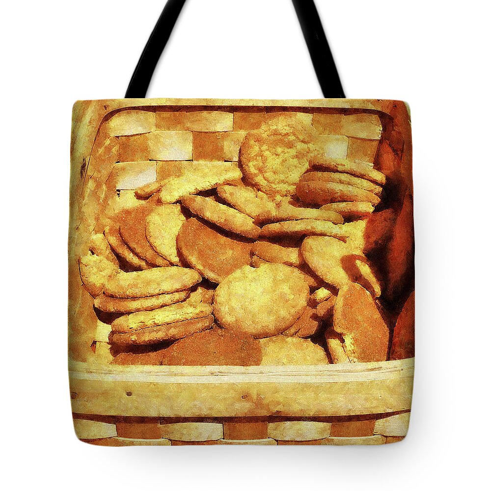 Cooky Tote Bag featuring the photograph Ginger Snap Cookies in Basket by Susan Savad