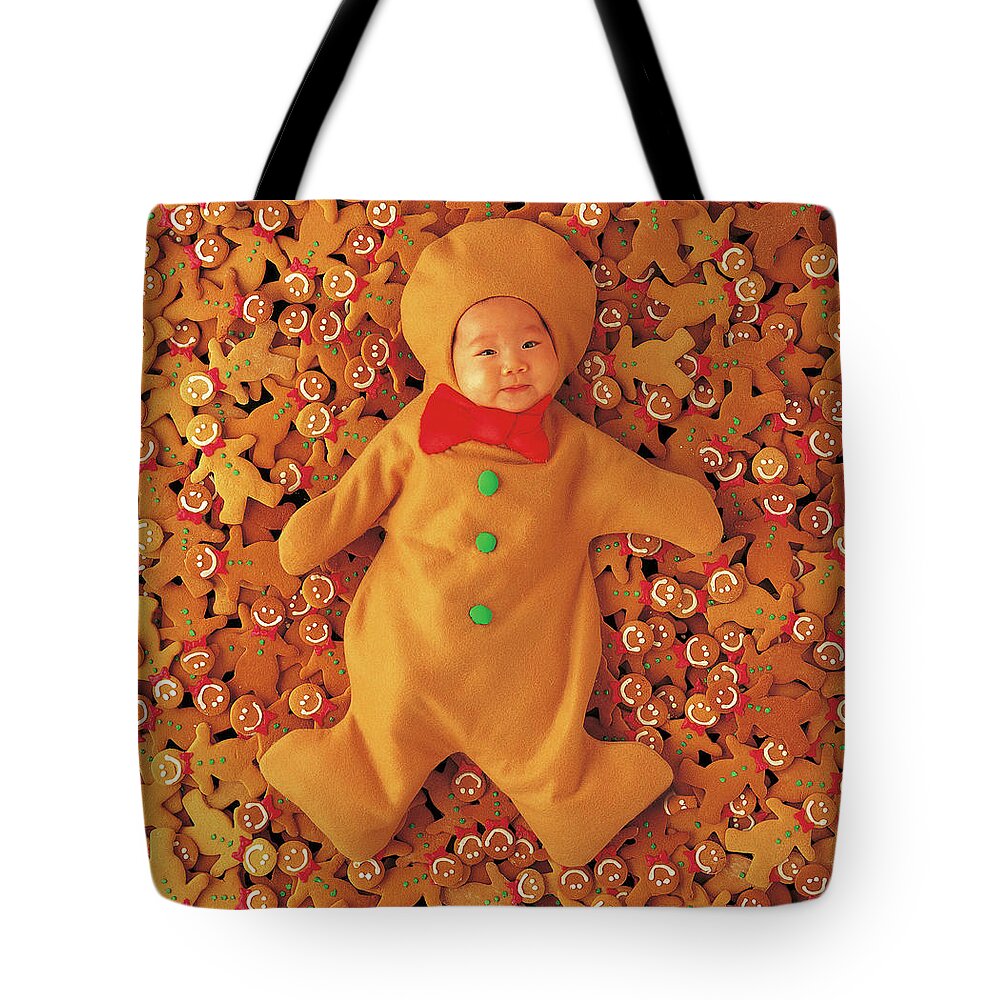 Holiday Tote Bag featuring the photograph Gingerbread Baby by Anne Geddes