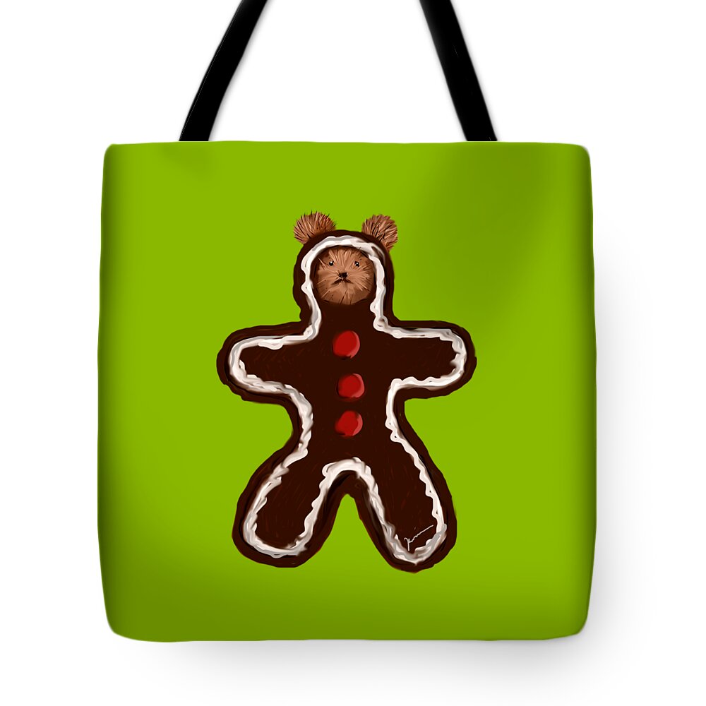 Teddy Tote Bag featuring the painting Gingerbread Teddy by Jean Pacheco Ravinski