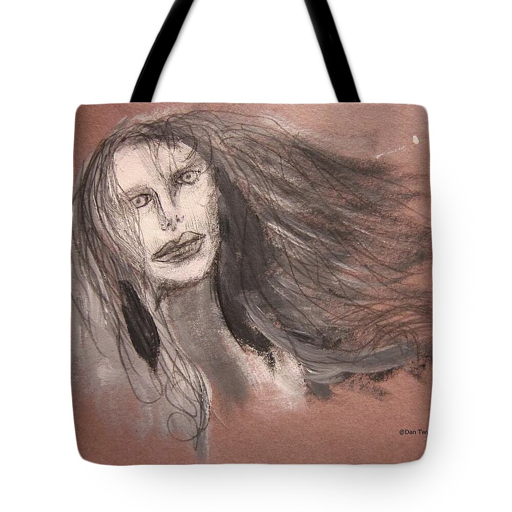 Girl Tote Bag featuring the mixed media Girl in Mixed Media by Dan Twyman
