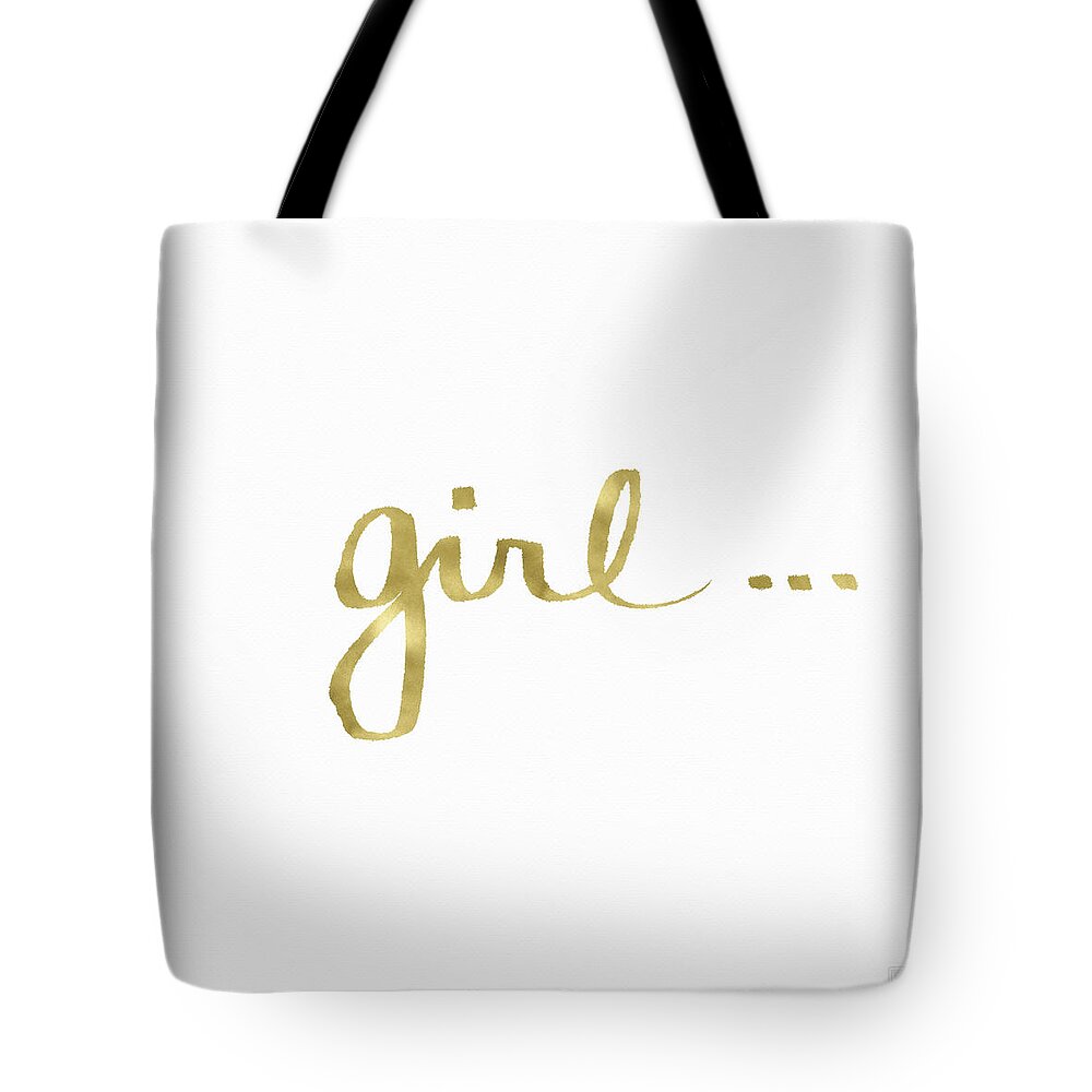 Little Black Dress Tote Bag featuring the painting Girl Talk Gold- Art by Linda Woods by Linda Woods