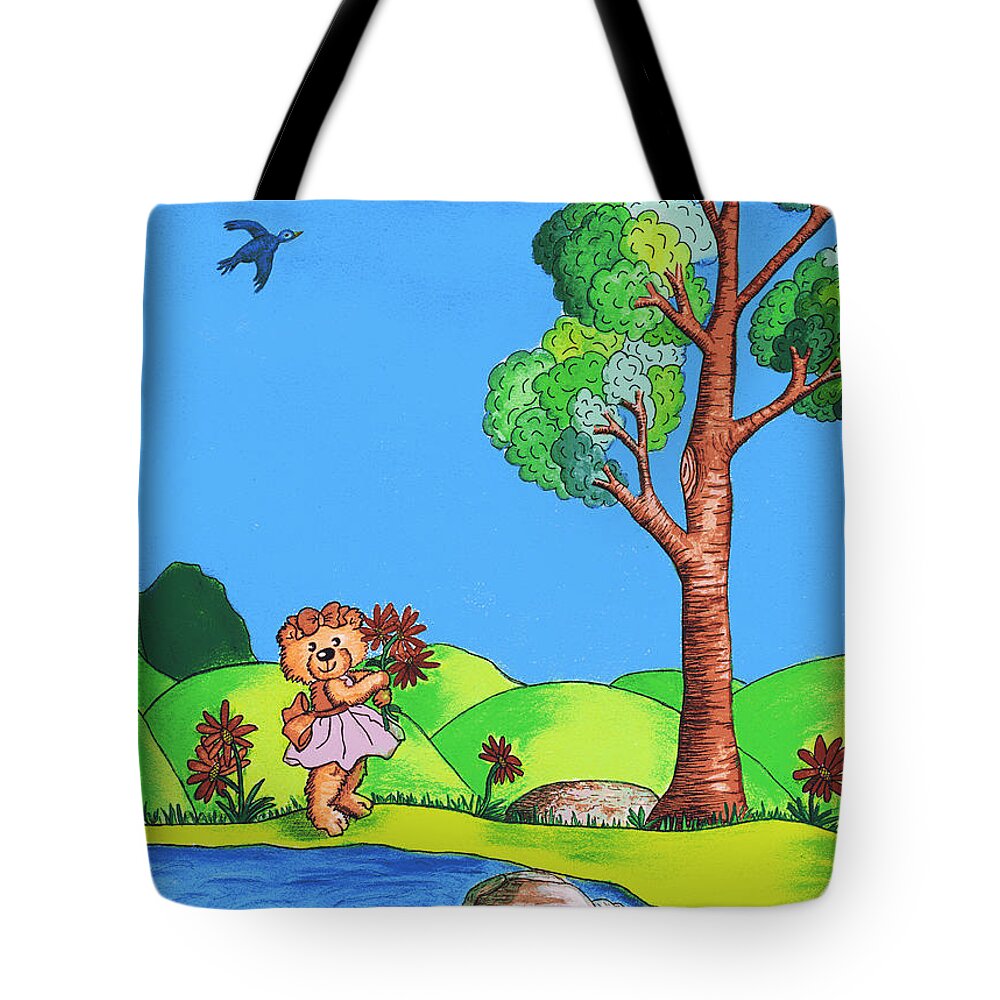 Bear Tote Bag featuring the painting Girly Bear by Christina Wedberg