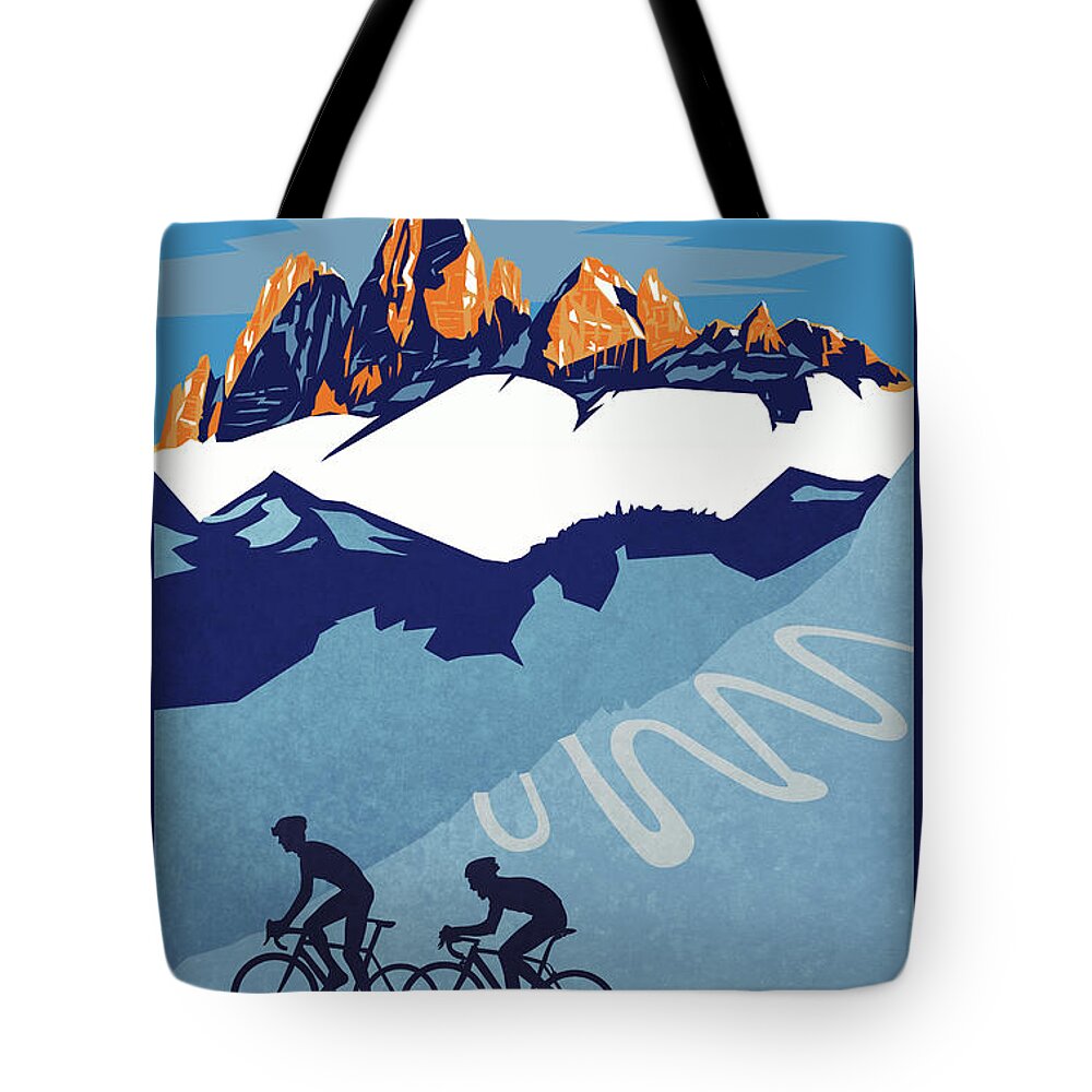 Giro D'italia Tote Bag featuring the painting Giro D'Italia cycling poster by Sassan Filsoof