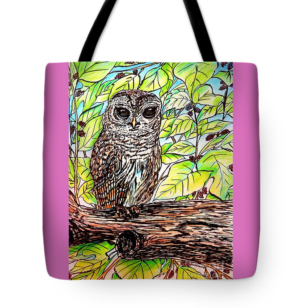 Owls Tote Bag featuring the painting Give A Hoot by Pat Davidson