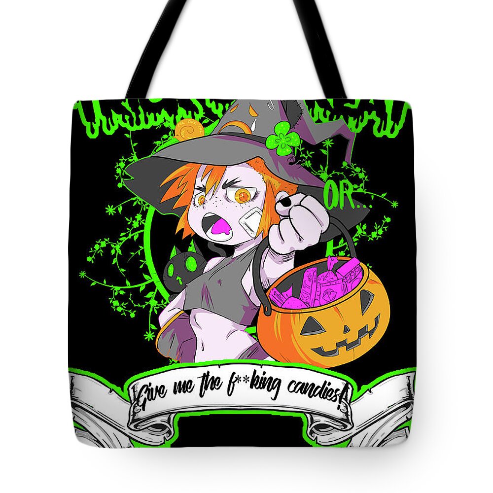 Anime Tote Bag featuring the digital art Give me the candies by Victoria Fernandez