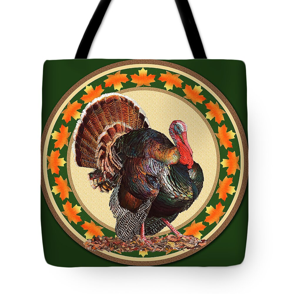Turkey Tote Bag featuring the mixed media Giving Thanks by John Dyess