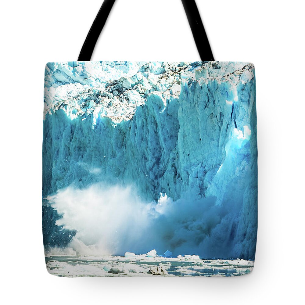 Glacier Tote Bag featuring the photograph Glacial Calving by David Kirby