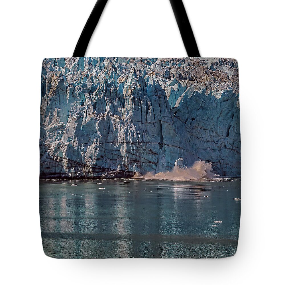 National Parks Tote Bag featuring the photograph Glacier Bay Ice Calving by Brenda Jacobs