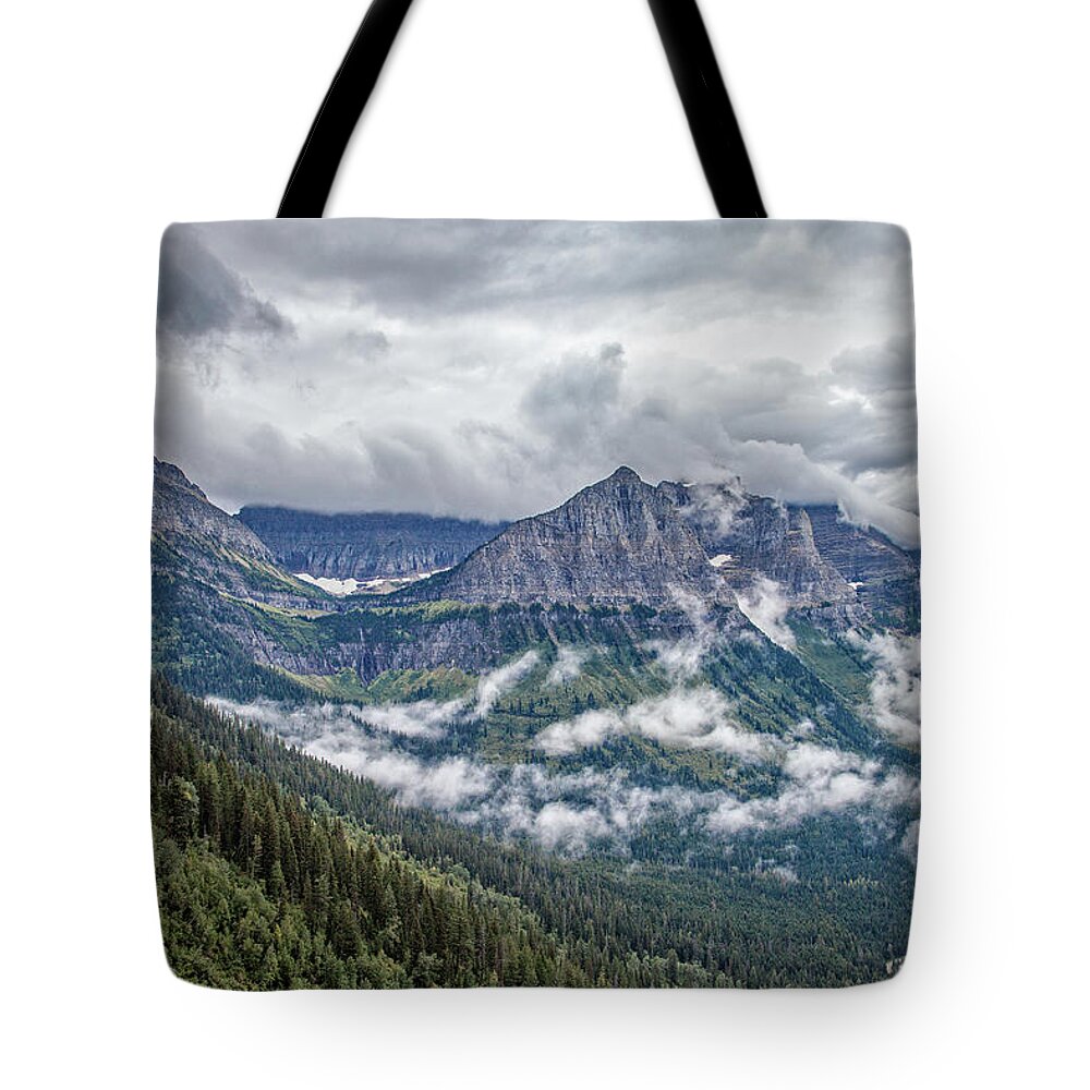 Going To The Sun Highway Tote Bag featuring the photograph Glacier-Carved Peaks by Ronald Lutz