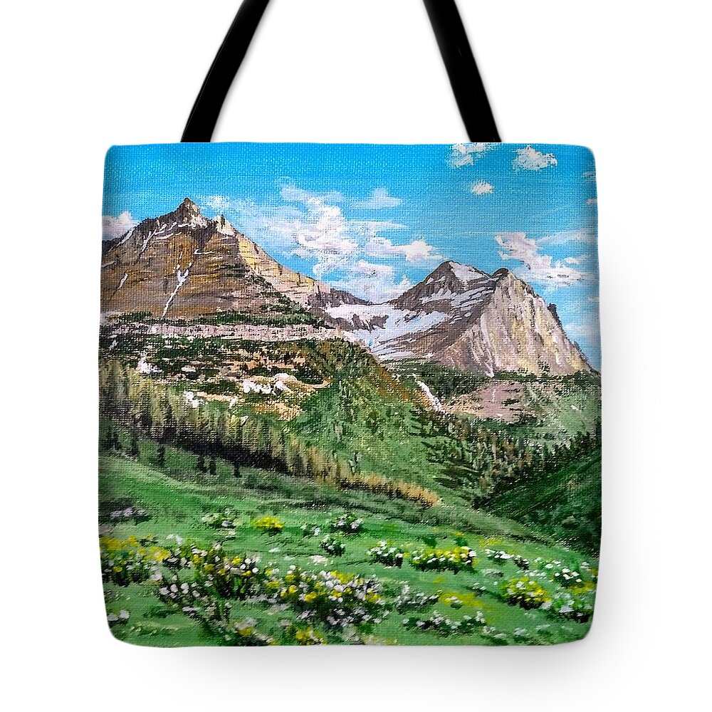 Mountains Tote Bag featuring the painting Glacier Summer by Kevin Daly