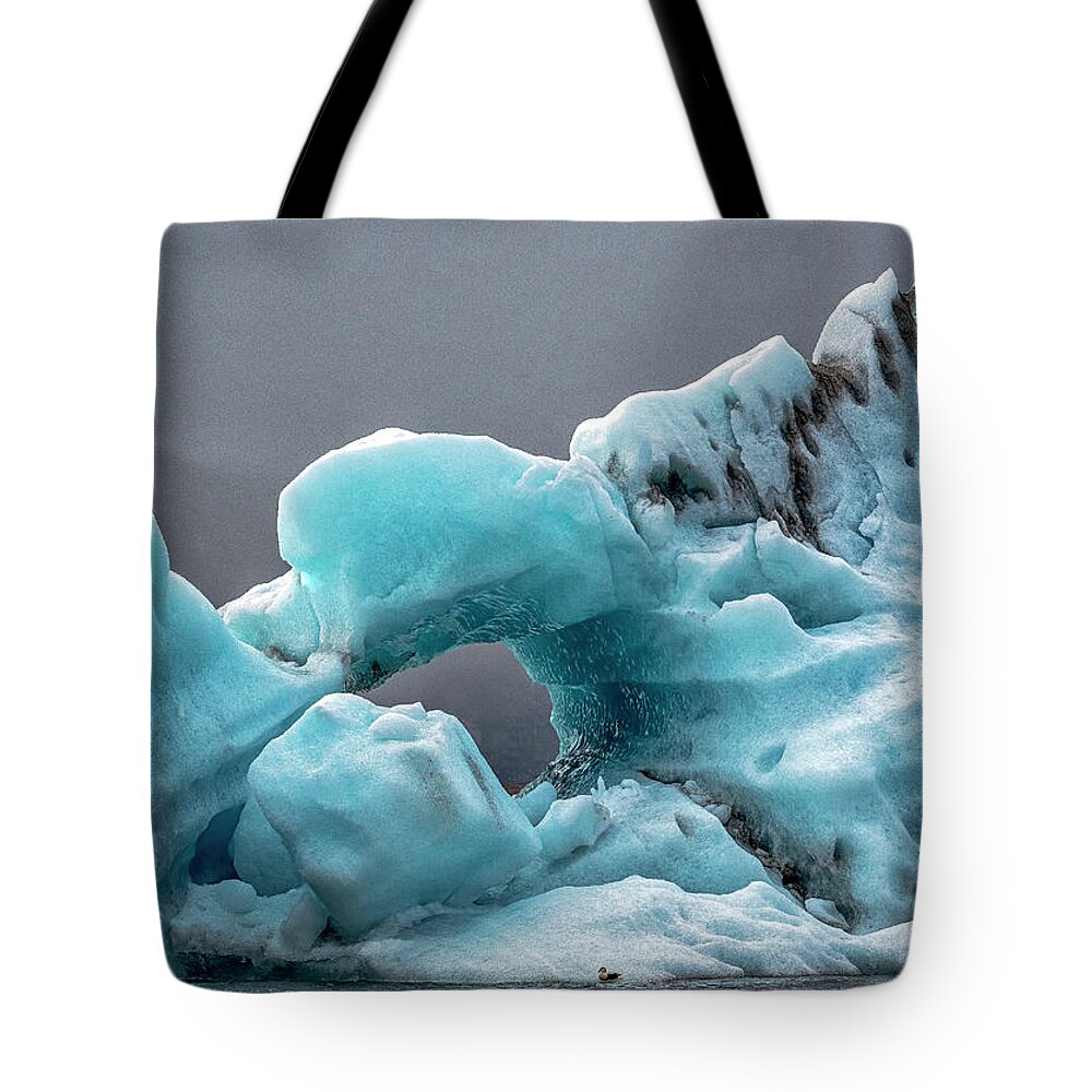 Iceland Tote Bag featuring the photograph Glacier With Hole by Tom Singleton