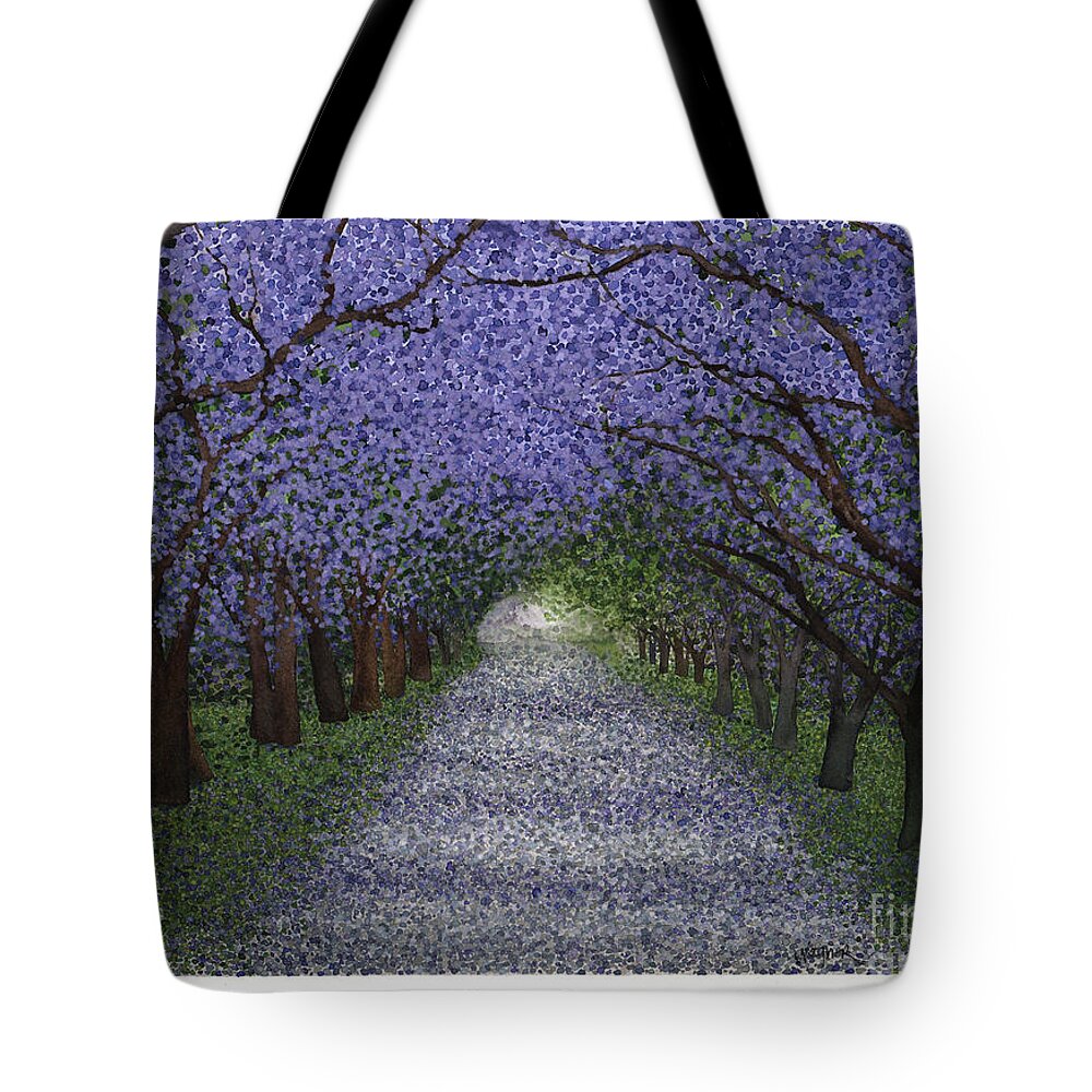 Jacaranda Tote Bag featuring the painting Glade - Jacaranda Trees in Spring by Hilda Wagner