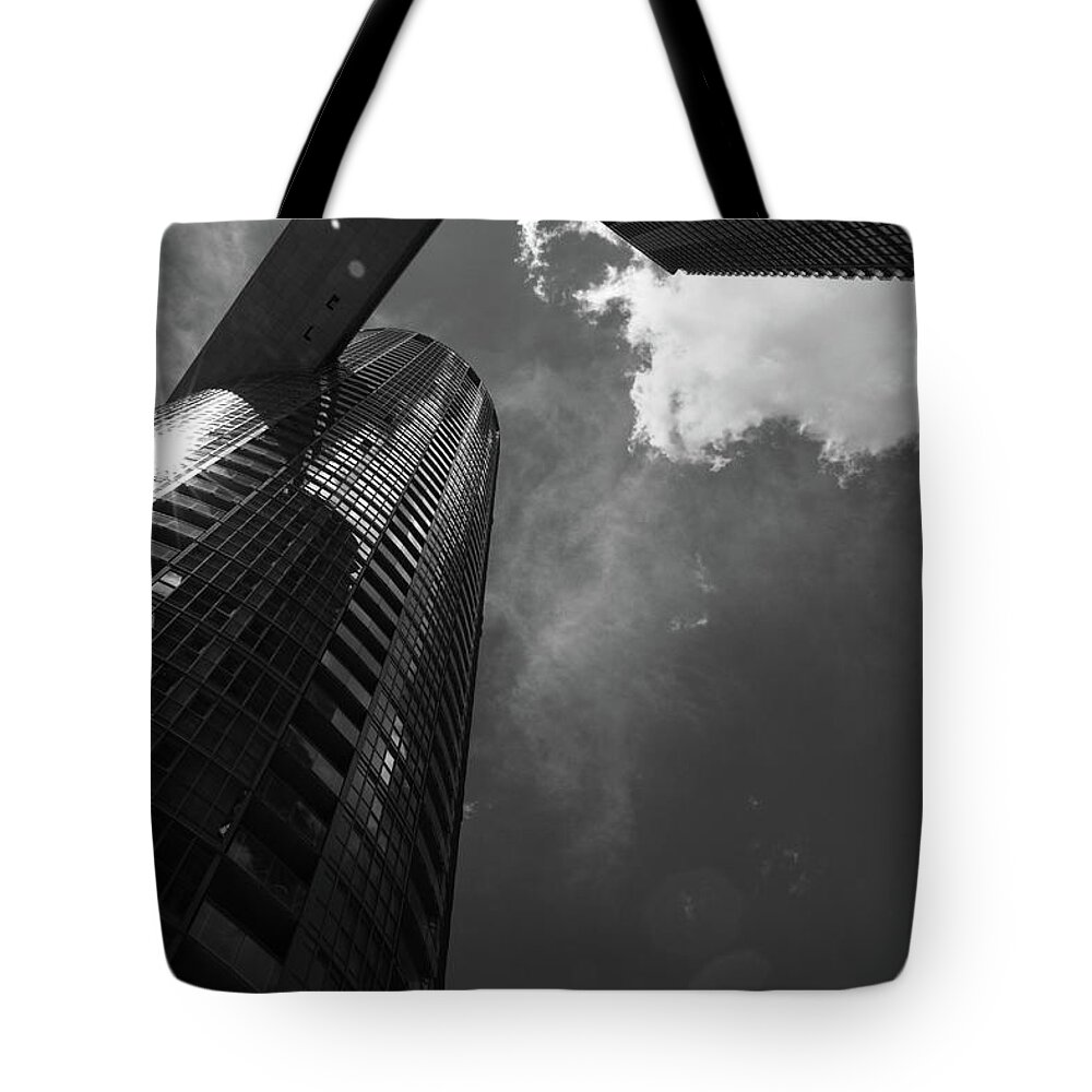 Architecture Tote Bag featuring the photograph Gleammer Too In Black And White by Kreddible Trout