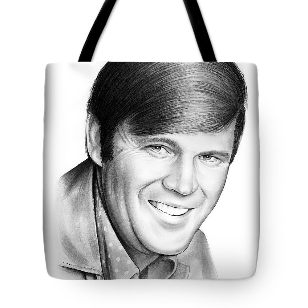 Glen Campbell Tote Bag featuring the drawing Glen Campbell by Greg Joens