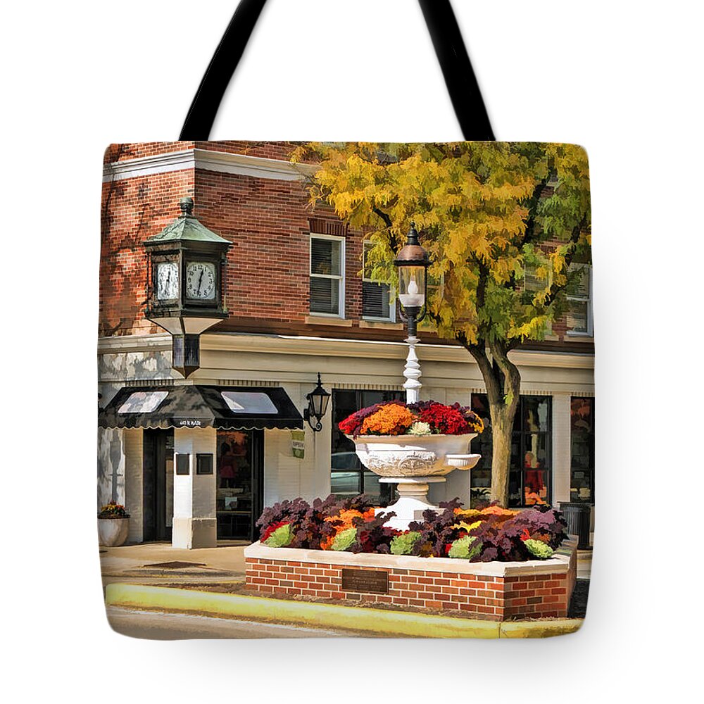 Glen Ellyn Tote Bag featuring the painting Glen Ellyn Watering Fountain by Christopher Arndt
