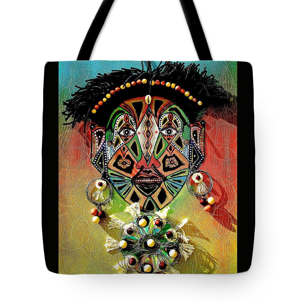True African Art Tote Bag featuring the painting Glocal Child by Gathinja