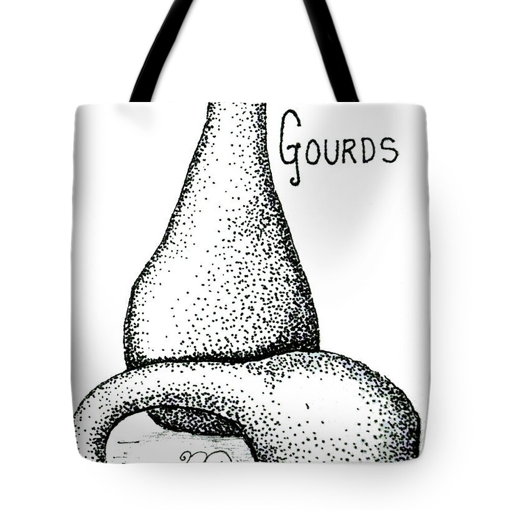 Gourd Tote Bag featuring the drawing Glorious Gourds by Nicole Angell