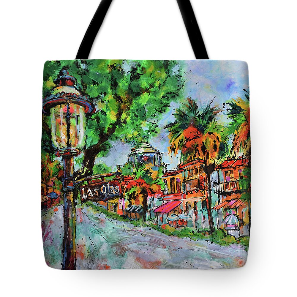 Las Olas Boulevard Tote Bag featuring the painting Glorious Los Olas by Jyotika Shroff