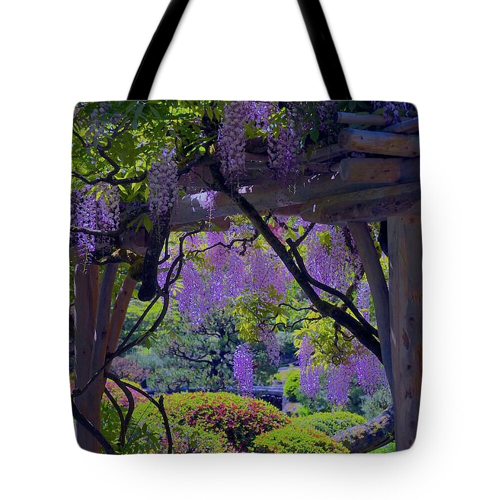 Spring Tote Bag featuring the photograph Glorious Wisteria by Emerita Wheeling