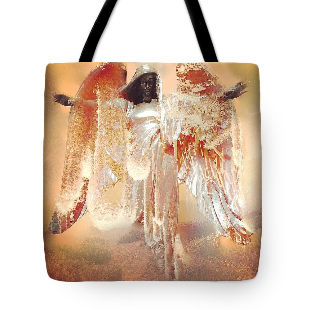 Angel Tote Bag featuring the digital art The Weight of Glory by Kevyn Bashore