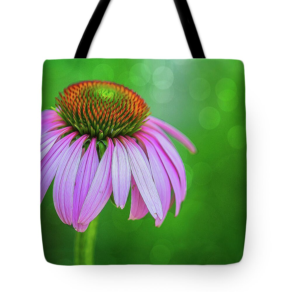 Flower Tote Bag featuring the photograph Glowing Cone Flower by Cathy Kovarik