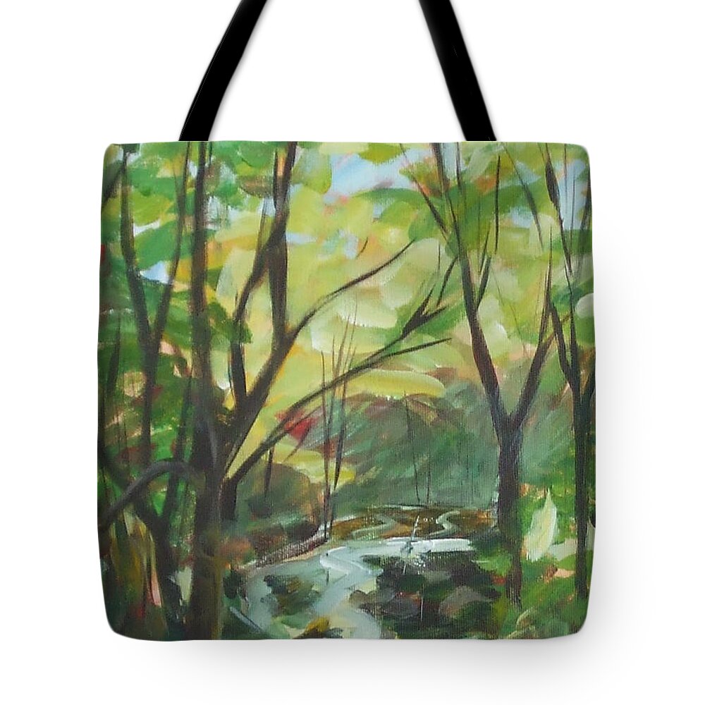 Painting Tote Bag featuring the painting Glowing From the Flood by Claire Gagnon