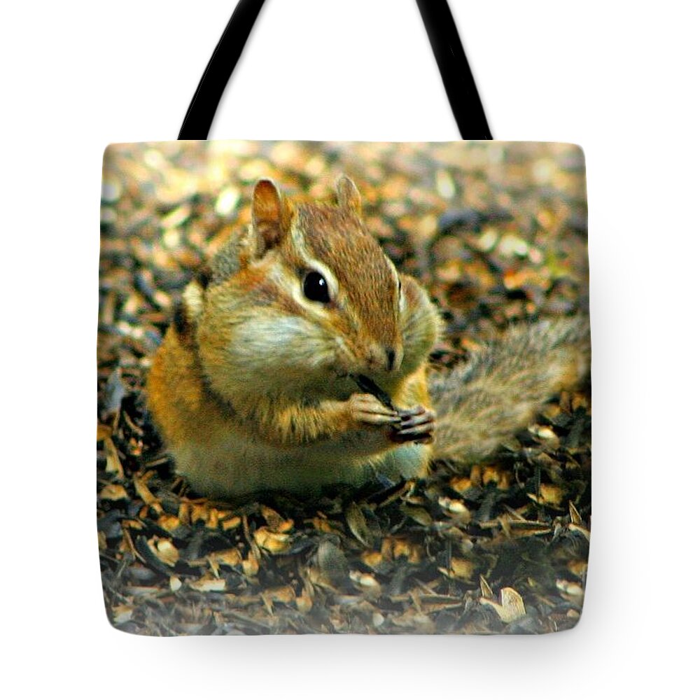 Chipmunk Tote Bag featuring the photograph Glutton by Barbara S Nickerson