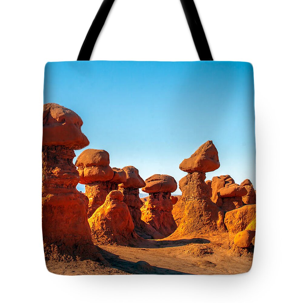 Goblin Valley Tote Bag featuring the photograph Gnomes by Robert Bales