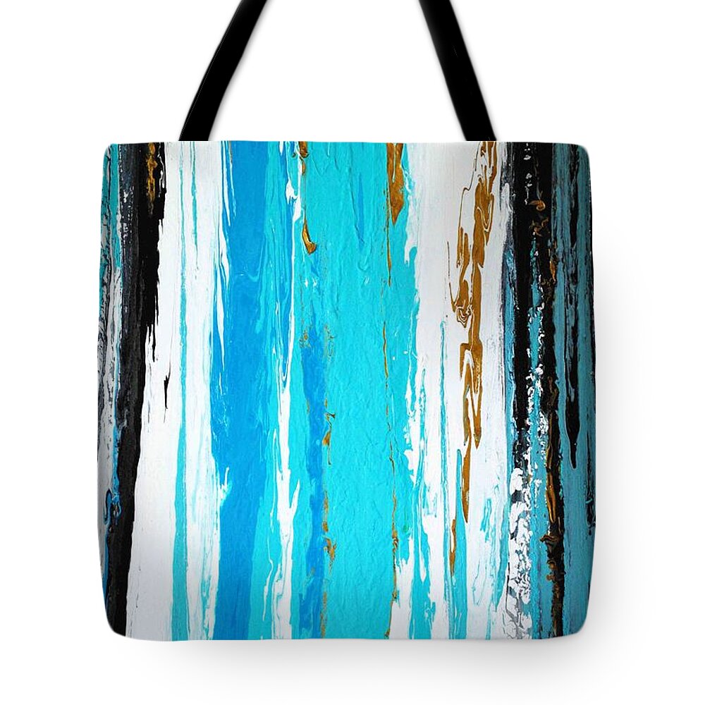 Contemporary Tote Bag featuring the painting Go with the Flow by Sonali Kukreja