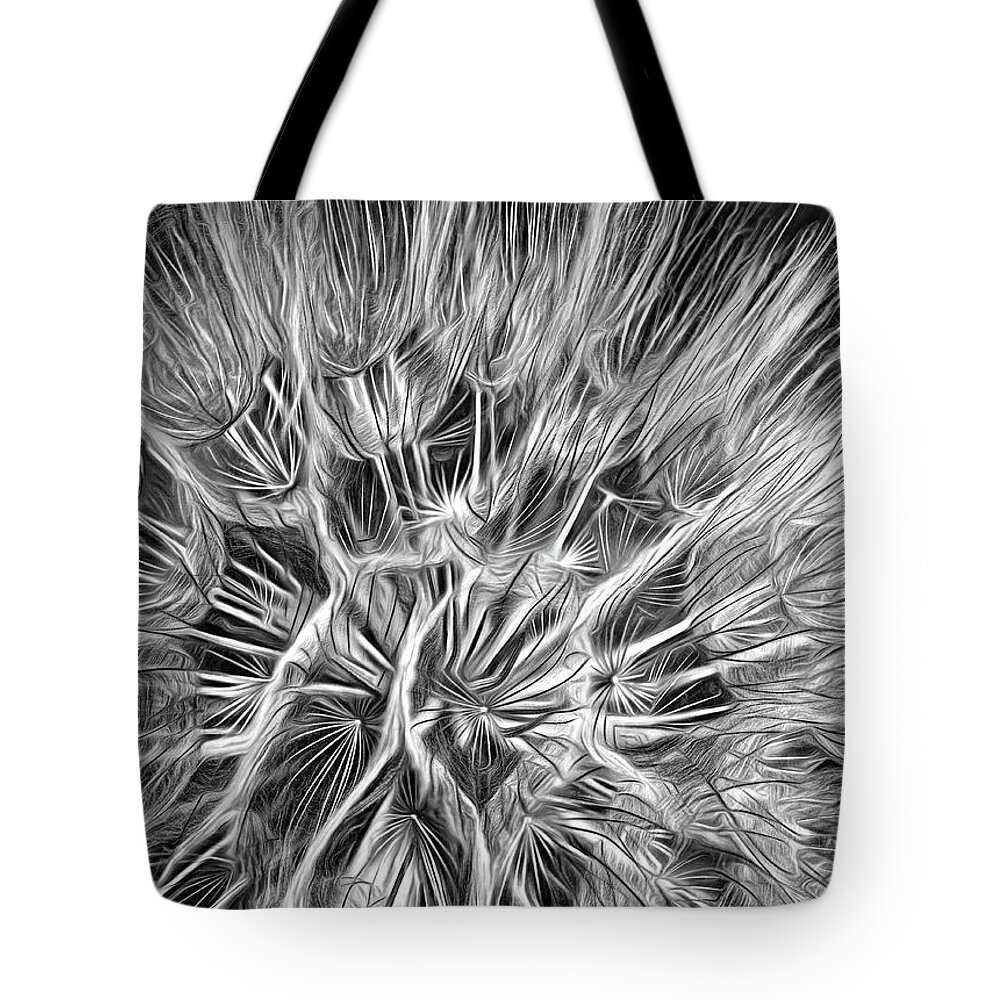 Weed Tote Bag featuring the photograph Goat's Beard - The Inner Weed 3 - Paint bw by Steve Harrington